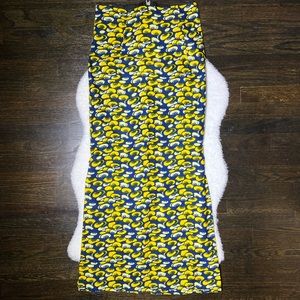 Handmade Yellow and Blue Maxi Skirt Small